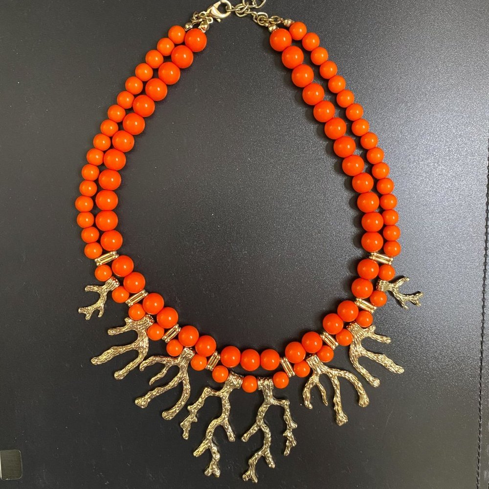 Orange beaded statement necklace